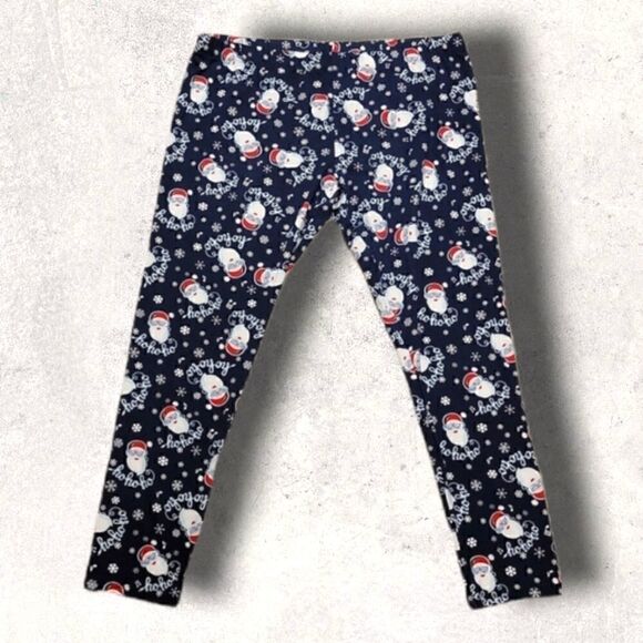 No Boundaries Pants - NO BOUNDARIES BLUE CHRISTMAS SANTA FACE HO HO HO LEGGING CAPRIS, SIZE 2XL XXL 19